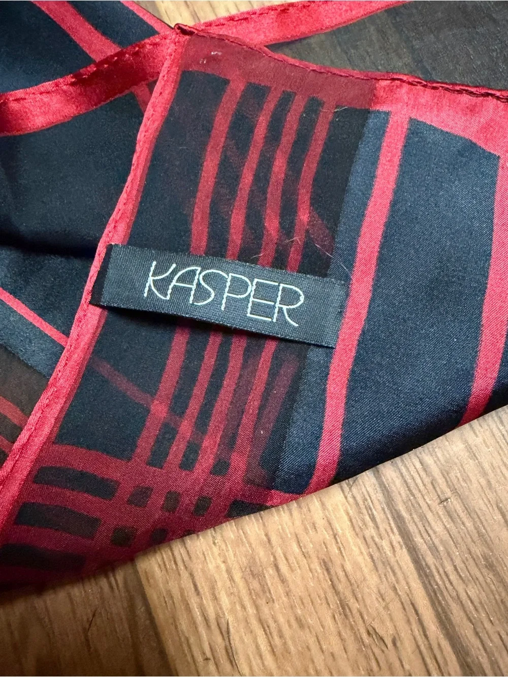 Kasper Black & Red Plaid Sheer Scarf for Men